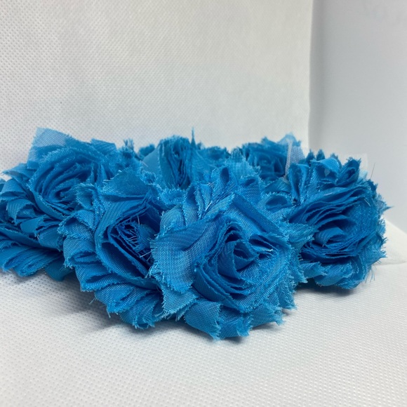 Lot of 12 Blue shabby flowers headband DIY NEW - Picture 2 of 4